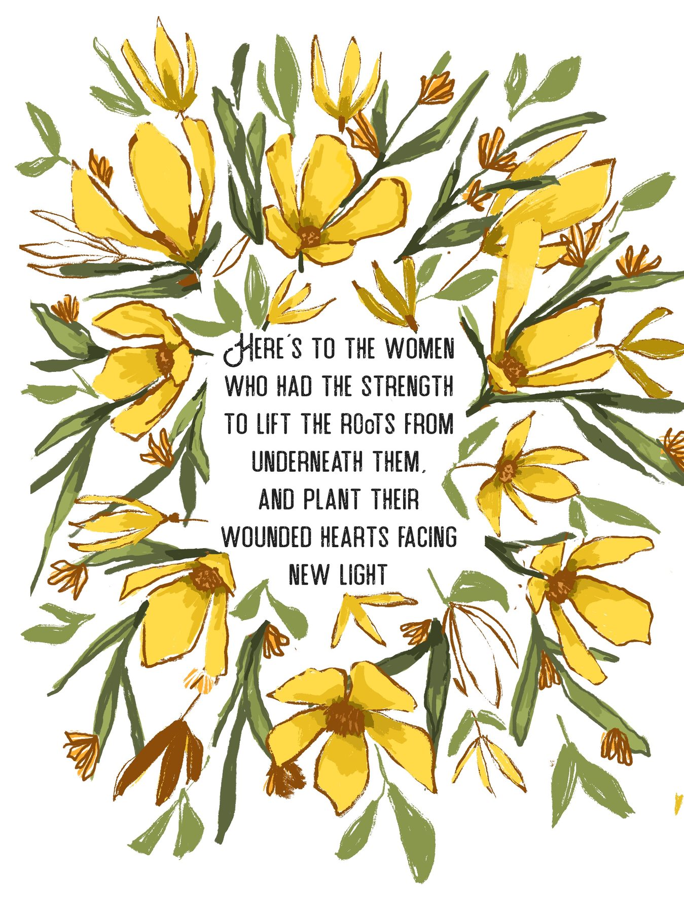 New Light, floral quote print